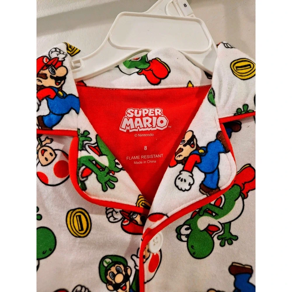 Super Mario‎ Bros Nintendo Kids Pajama Set Size 8 Mario Luigi Yoshi Unisex PJs